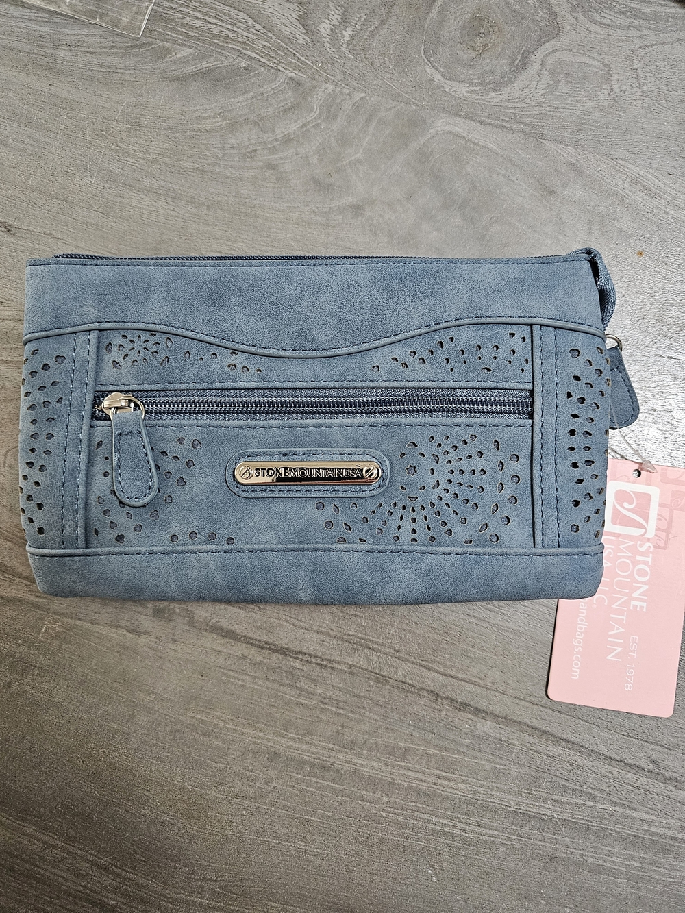 Stone Mountain Accessories Dusty Blue Perforated Faux-Suede Crossbdy - Picture 12 of 12